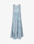 Robe longue coupe trapèze fleuri - bleu charrette - 1