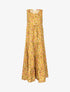 Robe longue coupe trapèze fleuri - moutarde - 1