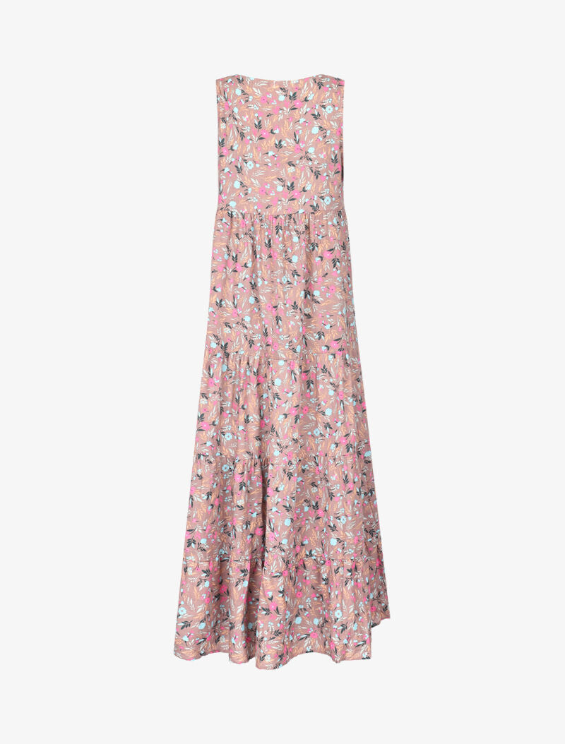 Robe longue coupe trapèze fleuri - taupe - 2