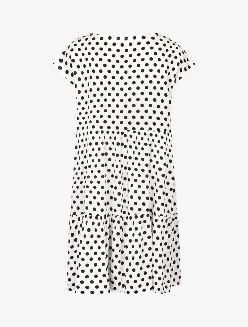 Robe coupe trapèze à pois - blanc - 2