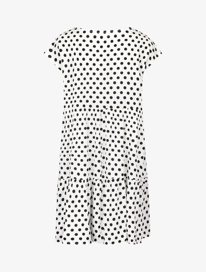 Robe coupe trapèze à pois - blanc - 2