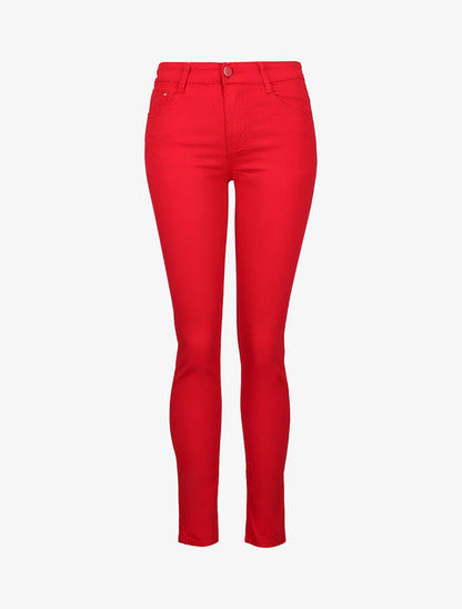 Jean taille haute extra long - rouge - 3