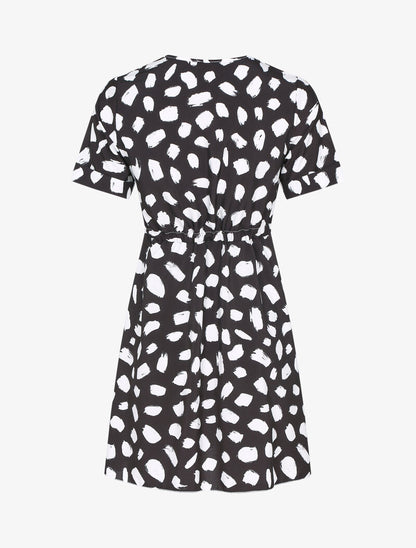 Robe boutonnée imprimé graphique - noir - 2