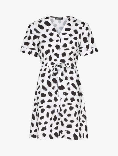 Robe boutonnée imprimé graphique - blanc - 1