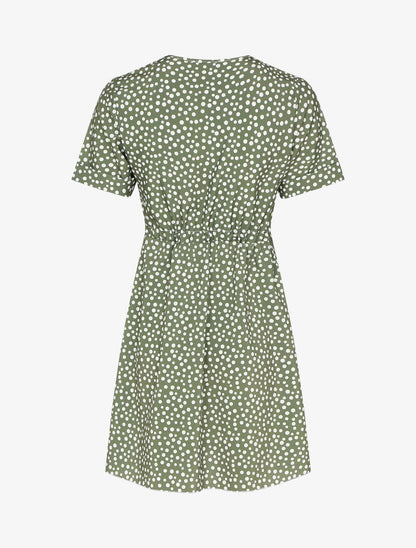 Robe boutonnée imprimé à pois - kaki - 2