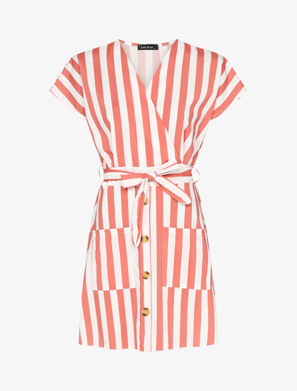 Robe patineuse à rayures - corail - 3