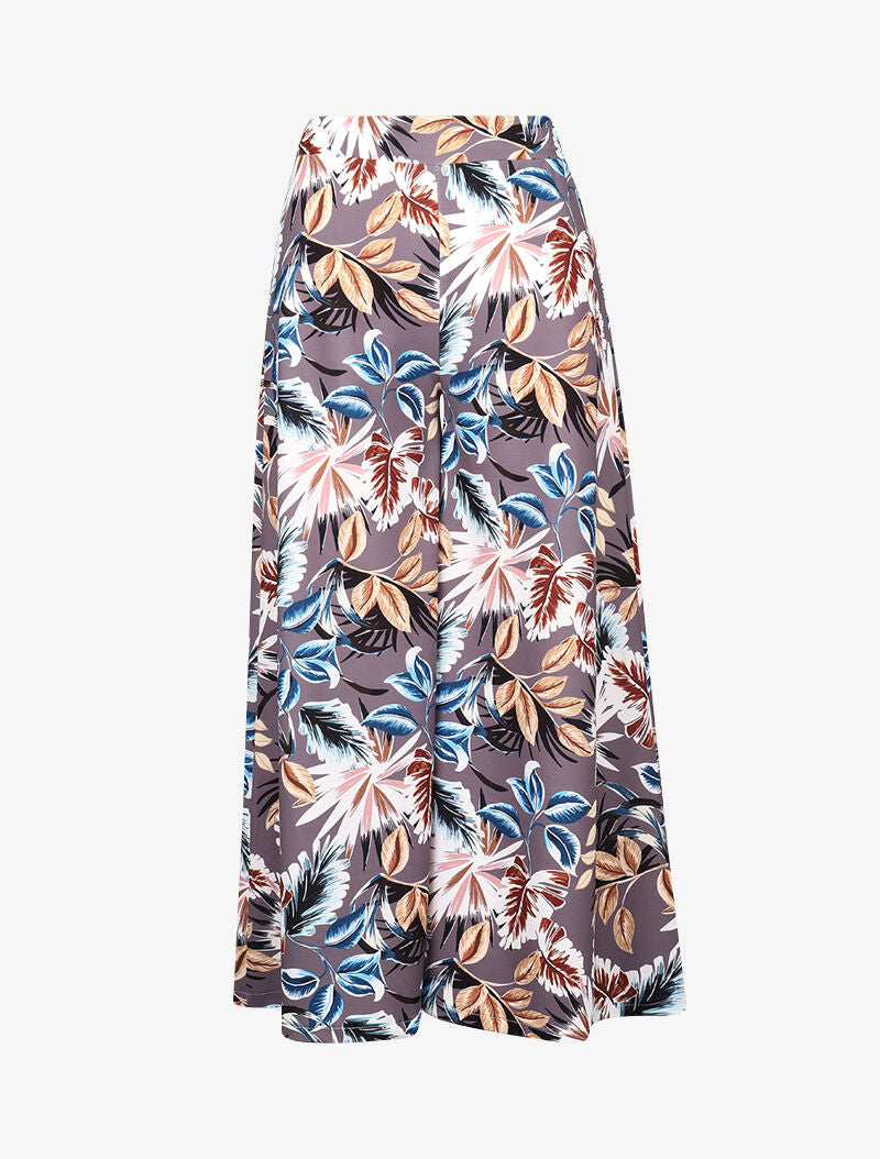 Jupe culotte à imprimés feuillages - gris foncé - 1