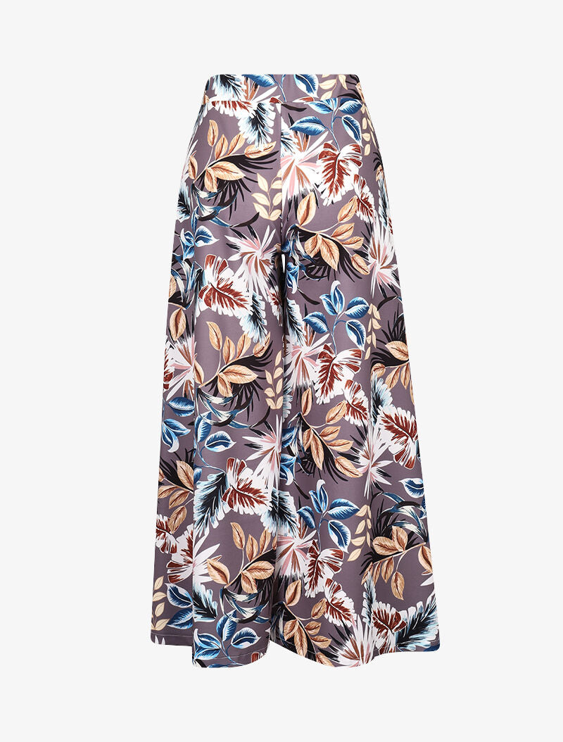 Jupe culotte à imprimés feuillages - gris foncé - 2