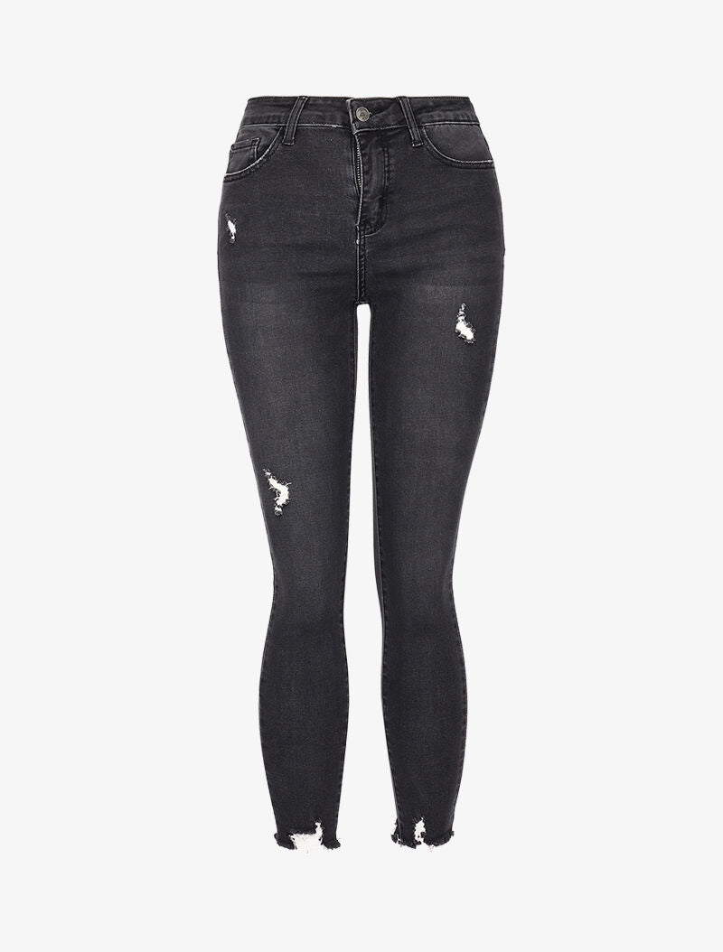 Jean 7/8 à déchirures - anthracite