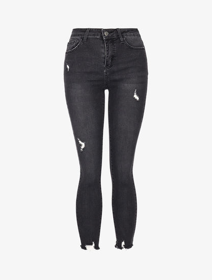 Jean 7/8 à déchirures - anthracite