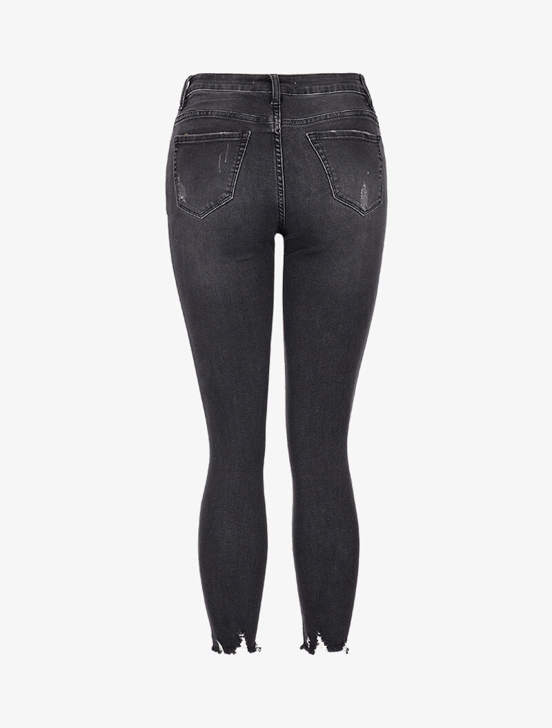 Jean 7/8 à déchirures - anthracite