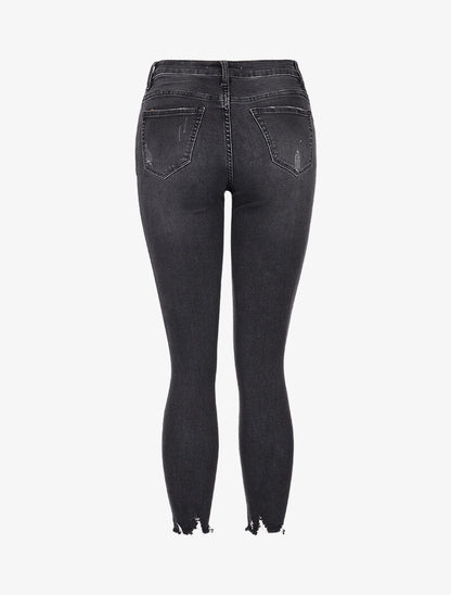 Jean 7/8 à déchirures - anthracite