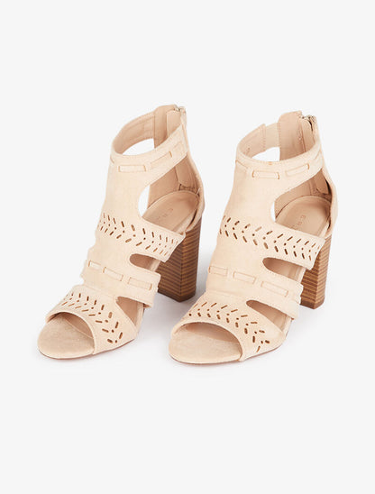 Sandales style bottines à découpes - beige - 5