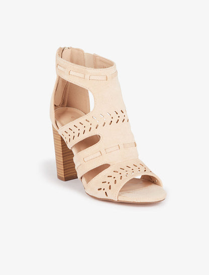 Sandales style bottines à découpes - beige - 3