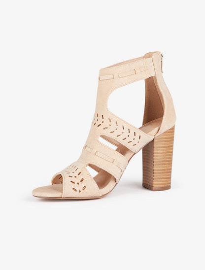 Sandales style bottines à découpes - beige - 4