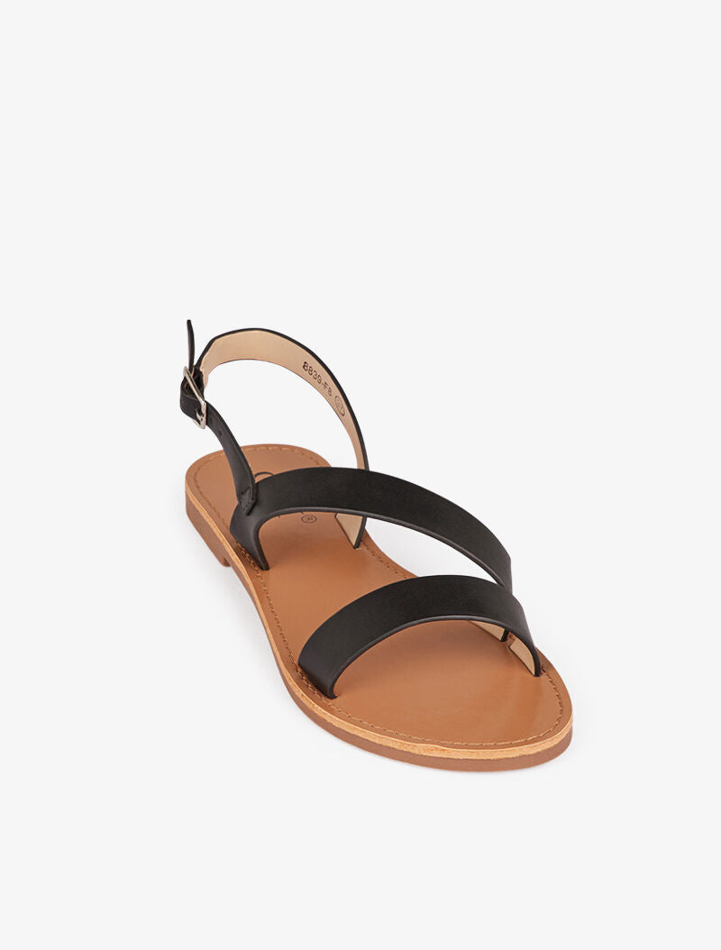 Nu-pieds à large bride en biais - noir - 3