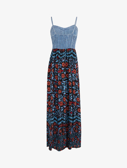Robe à buste effet jean et imprimés - noir - 2