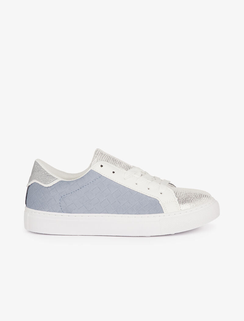 Sneakers effet osier tressé en suédine - bleu charrette - 1