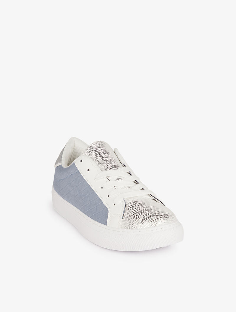 Sneakers effet osier tressé en suédine - bleu charrette - 2