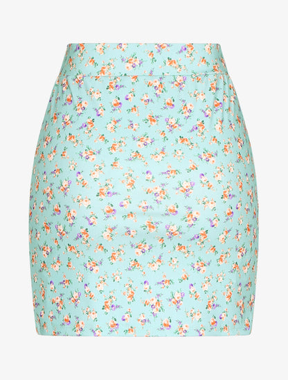 Jupe fendue à imprimés - turquoise - 2