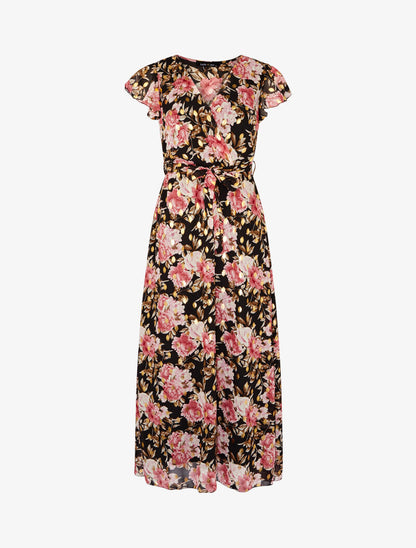 Robe imprimée à mancherons ajourés - noir - 3