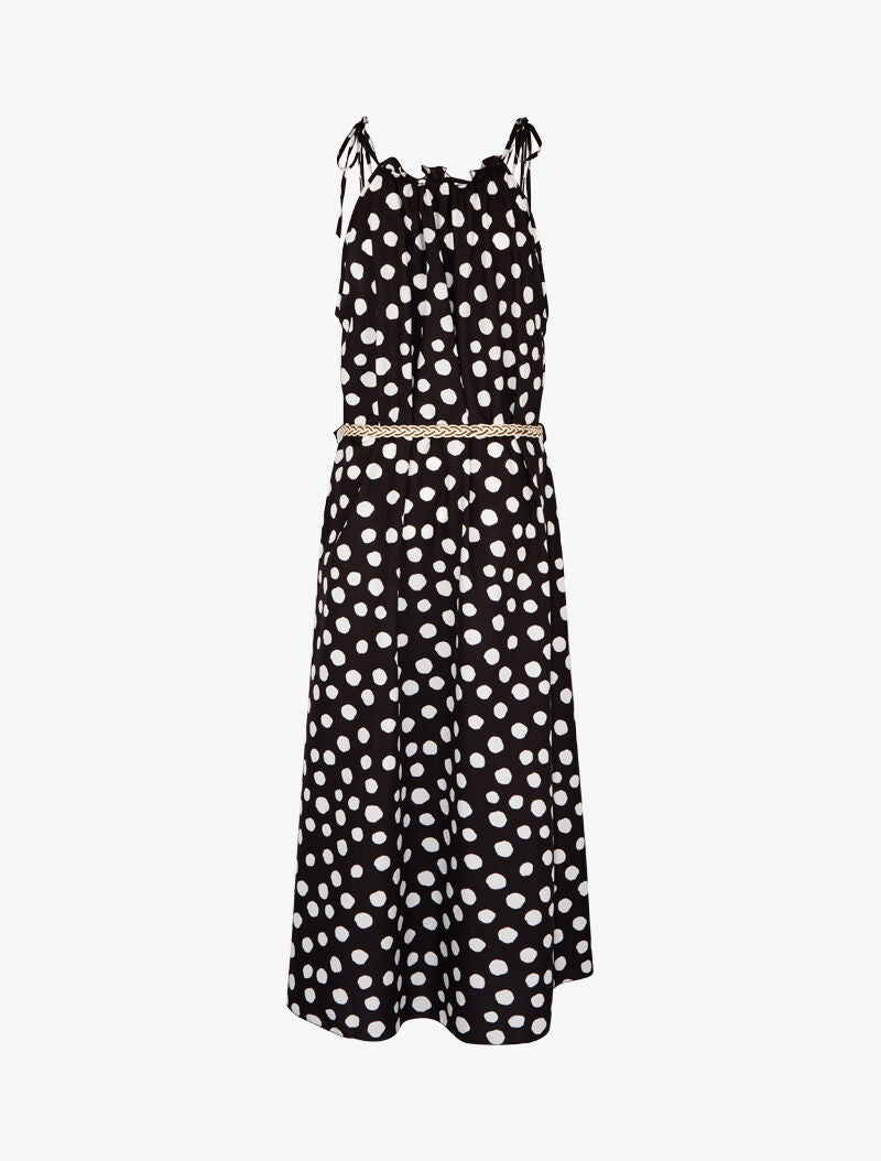 Robe droite à col volanté à pois - noir - 3