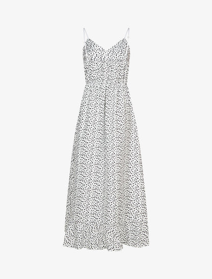 Robe à basque asymétrique imprimé à pois - blanc - 2