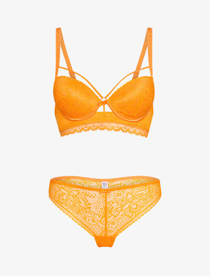 Ensemble en dentelle à détail lace - orange - 1