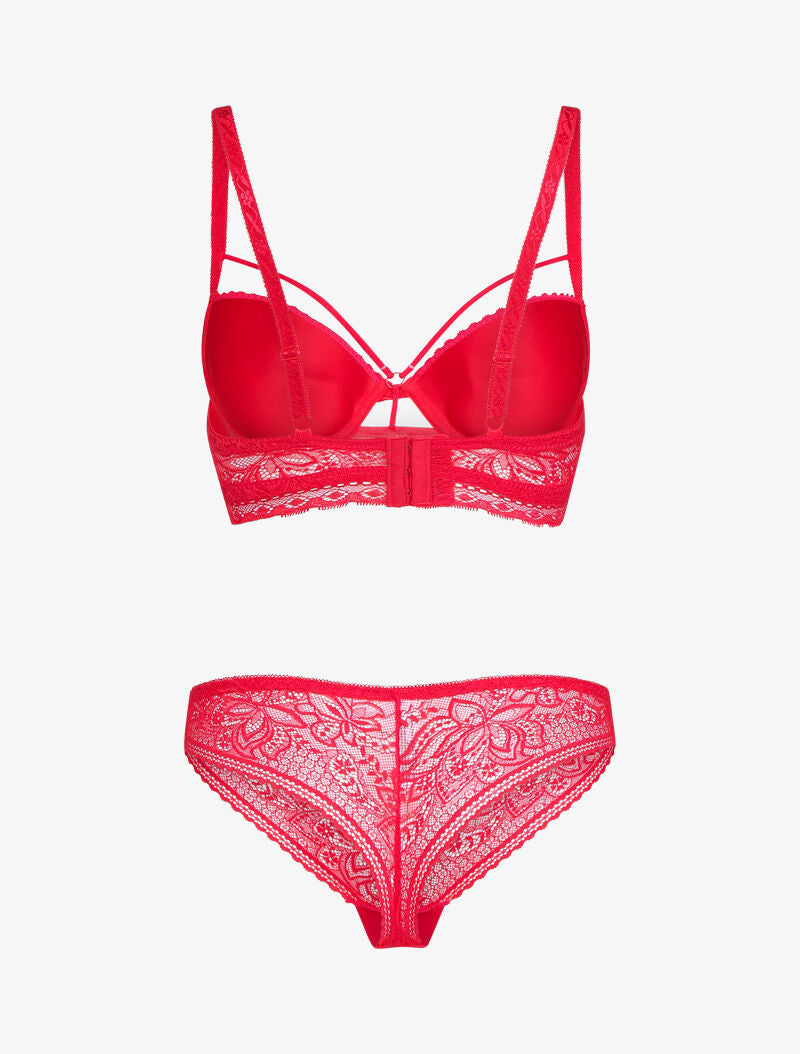 Ensemble en dentelle à détail lace - rouge - 2