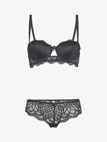 Ensemble broderie stylisée - noir - 1