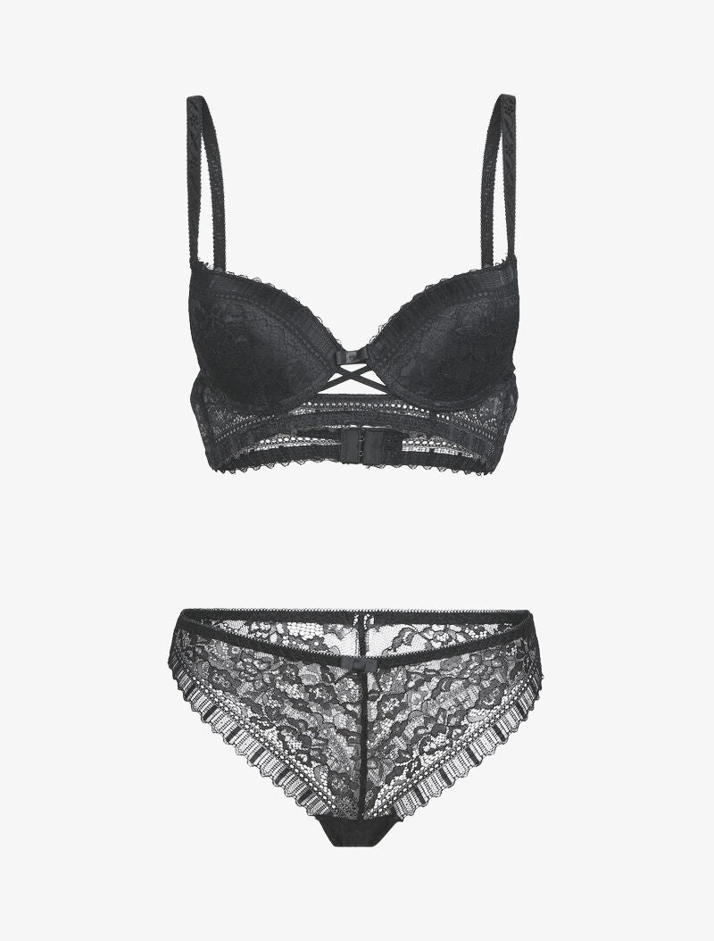 Ensemble floral à liens croisés - noir - 3