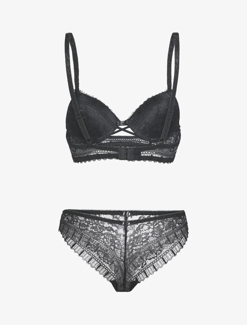 Ensemble floral à liens croisés - noir - 2