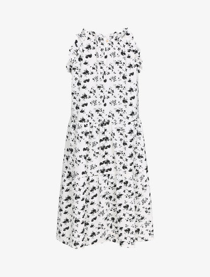 Robe trapèze à buste volanté - blanc - 2