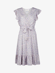 Robe patineuse à fleurs et volants - lilas - 1