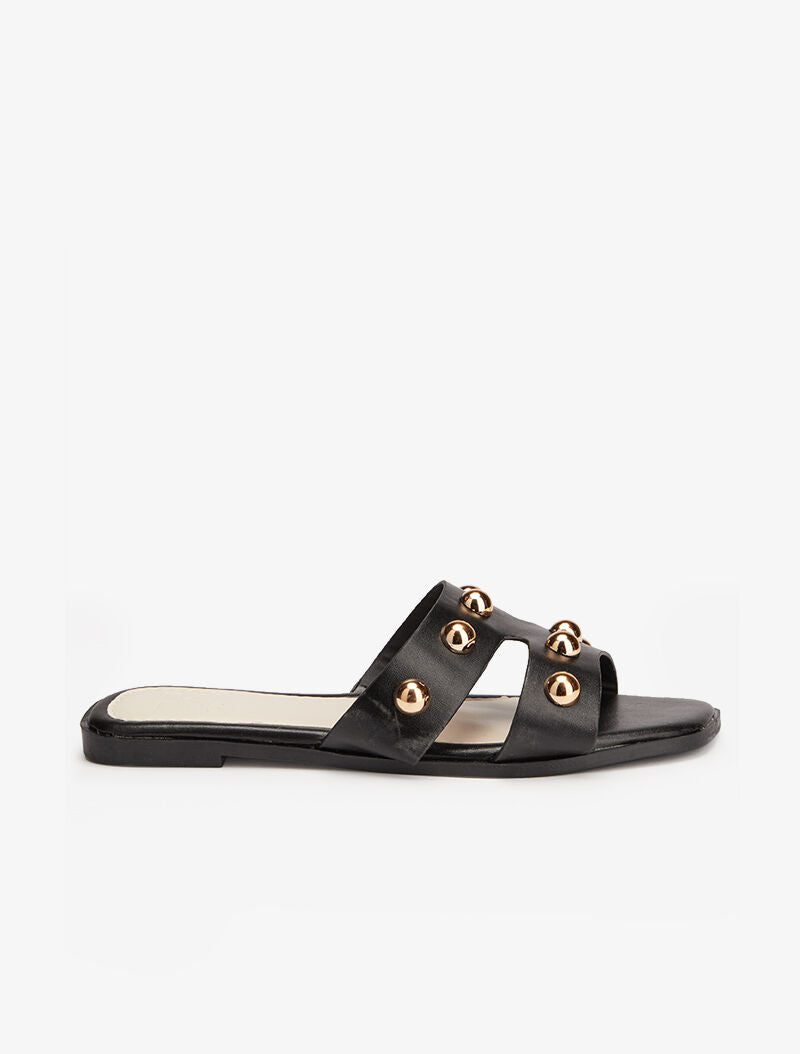 Mules à billes dorées - noir - 2