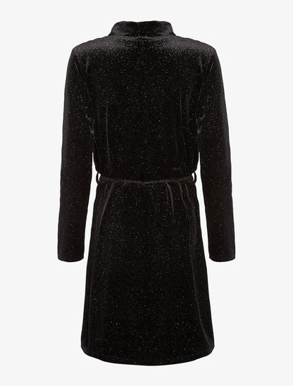 Robe velours pailletée col bénitier - noir - 2