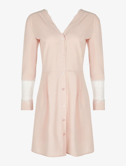 Robe fluide dos dentelle - rose - 1