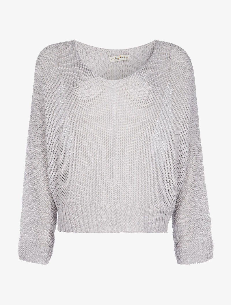 Pull loose en maille - gris - 3