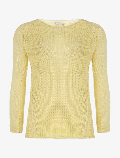 Pull maille ajourée - jaune - 1