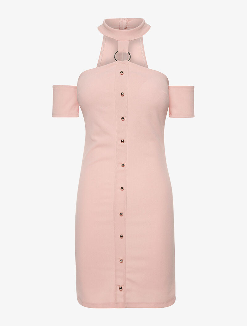 Robe chocker à billes - rose - 3