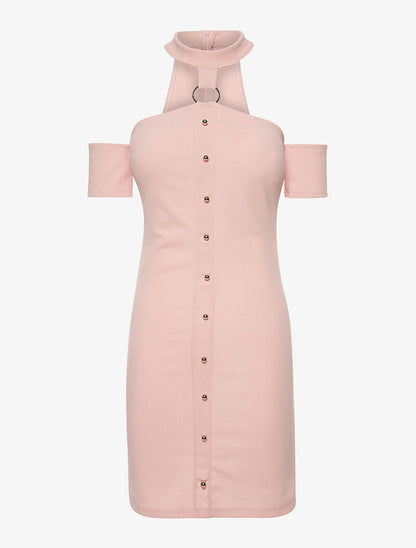 Robe chocker à billes - rose - 3