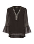 Blouse doublé col V perlé - noir - 1