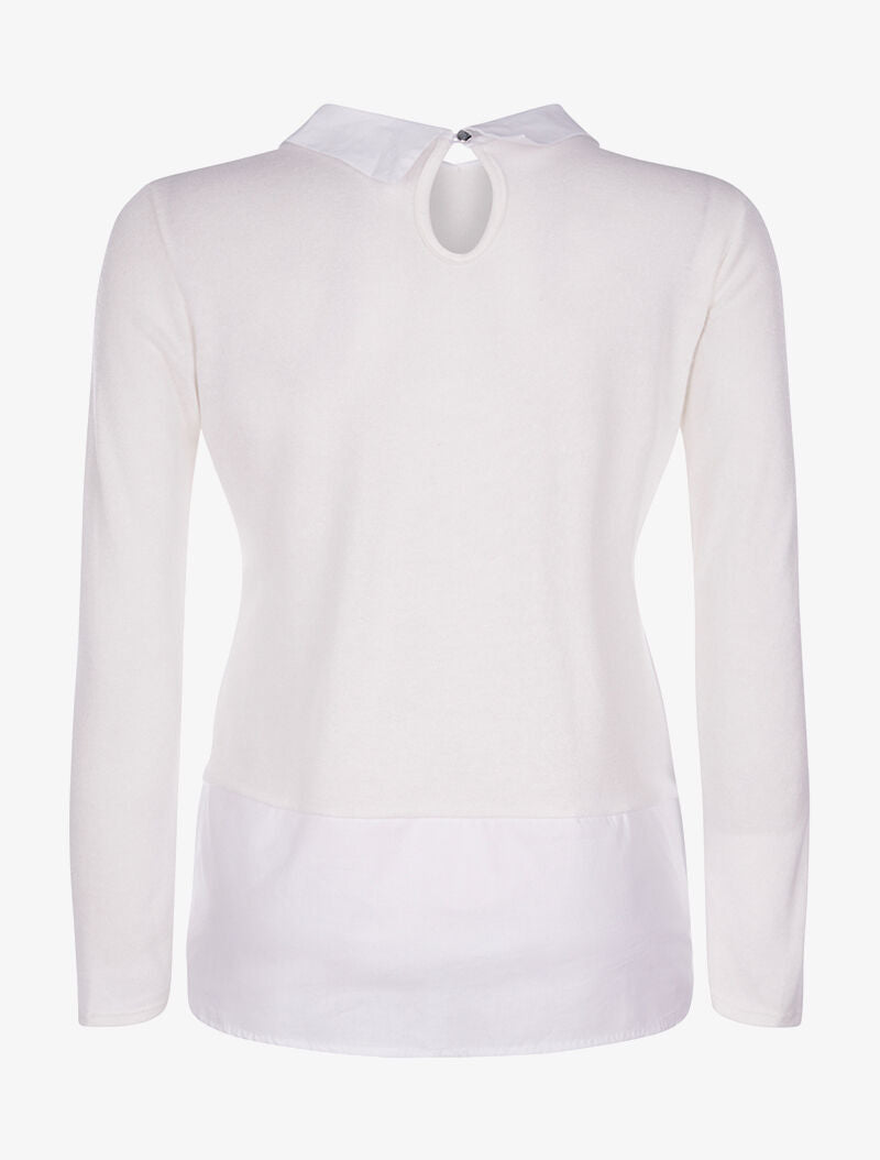Pull doux détail chemise - blanc - 2