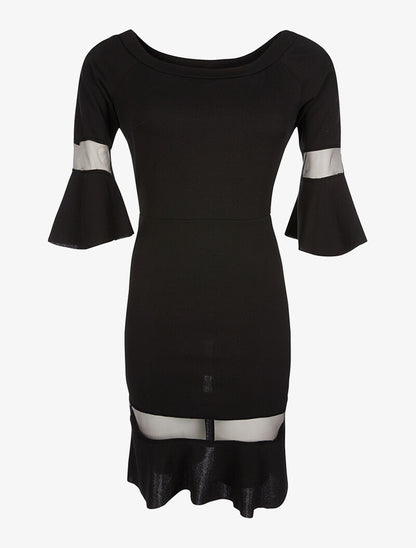 Robe manches à transparence - noir - 3