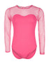 Body manches transparentes à pois - fushia - 1