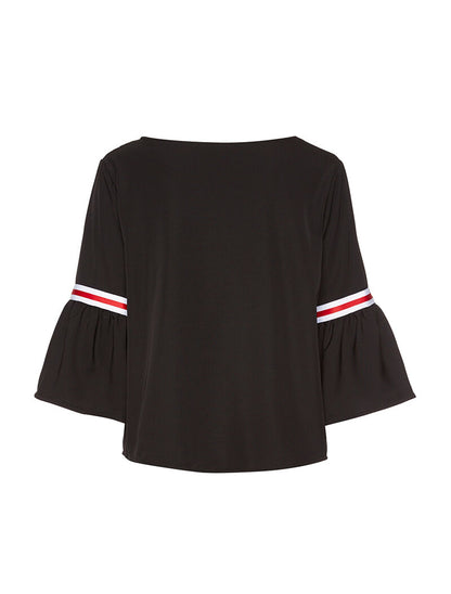 Top manches volantées à lignes sport - noir - 2
