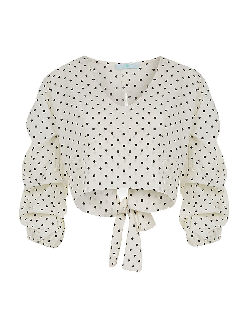 Crop top à pois - blanc - 3