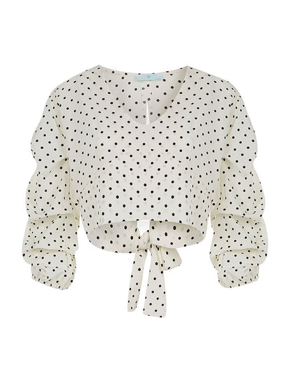 Crop top à pois - blanc - 3