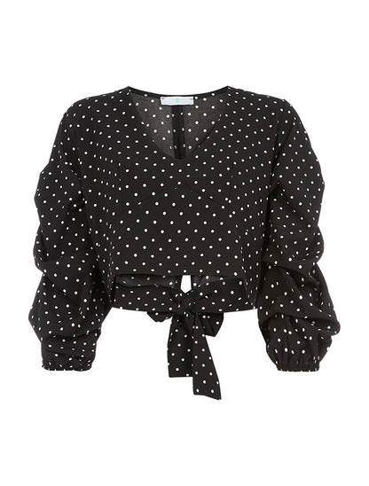 Crop top à pois - noir - 3