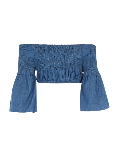 Crop-top en jean - denim - 4